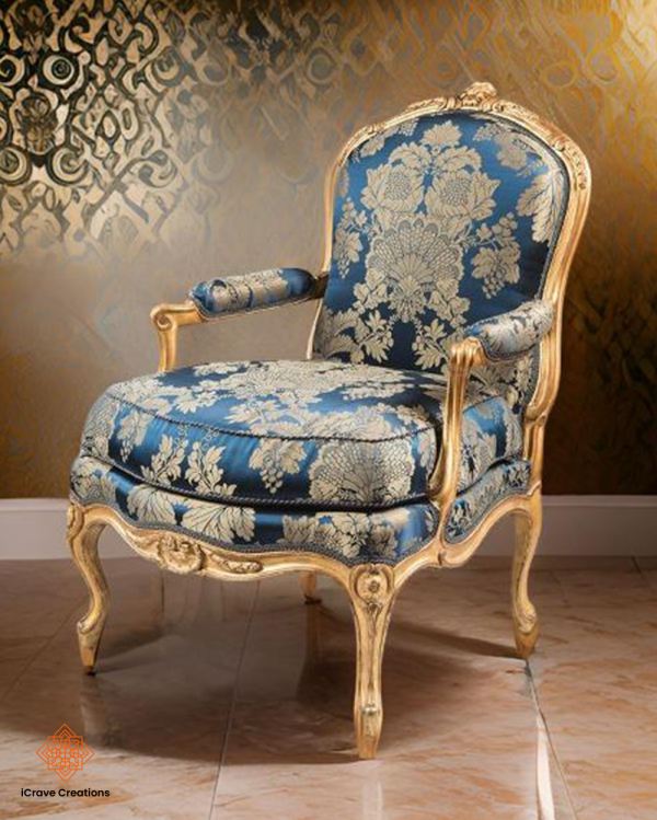 Stylish Look & Upholstered Covered Golden Deco Paint Seating Chair