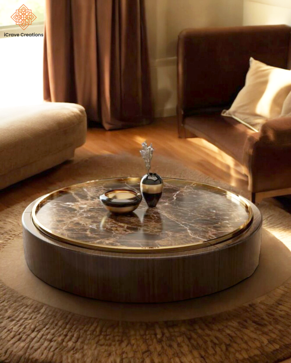 Round Coffee Table With Marble Tabletop
