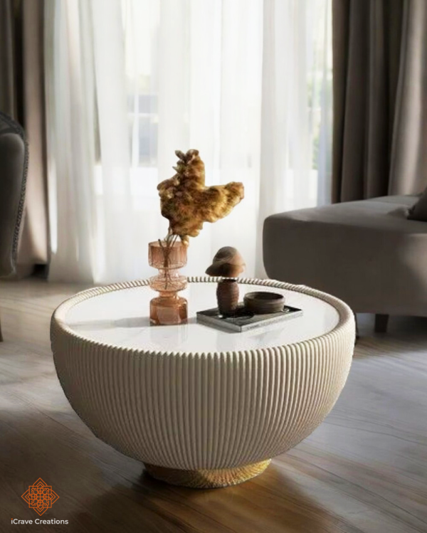 Modern Round Coffee Table Marble Accent Table