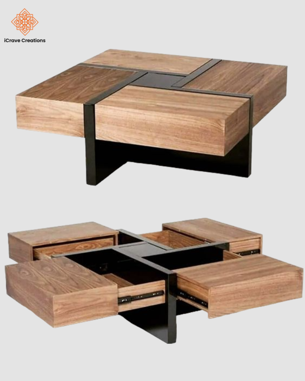 Square Coffee Table with Drawers
