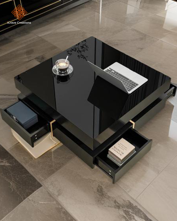 Multi-Storage Square Coffee Table