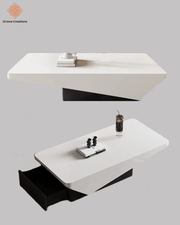 Rectangular Coffee Table White Gloss with Drawer