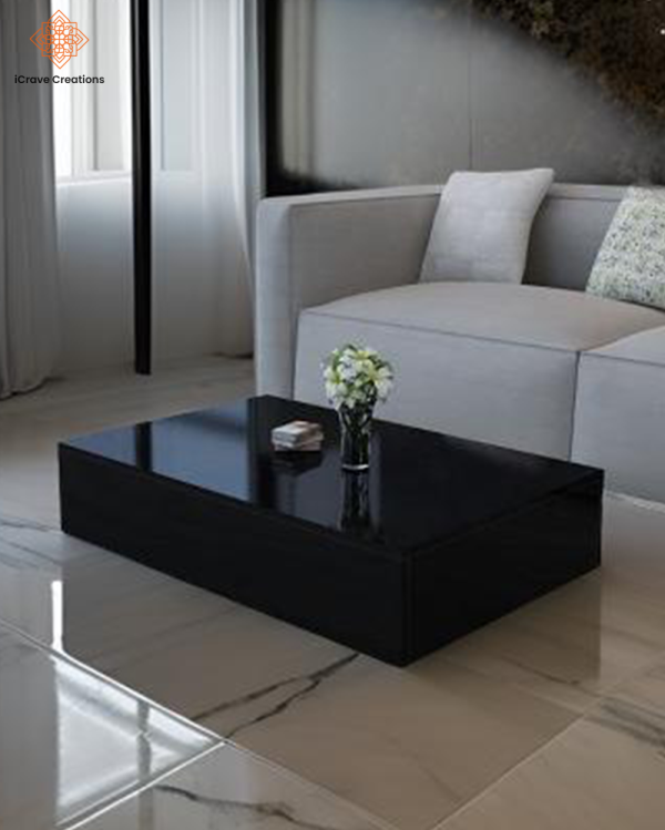 Modern High Gloss Black Rectangle Coffee Table
