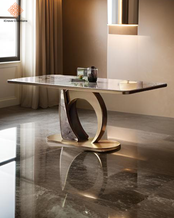 Metal base stylish dining table
