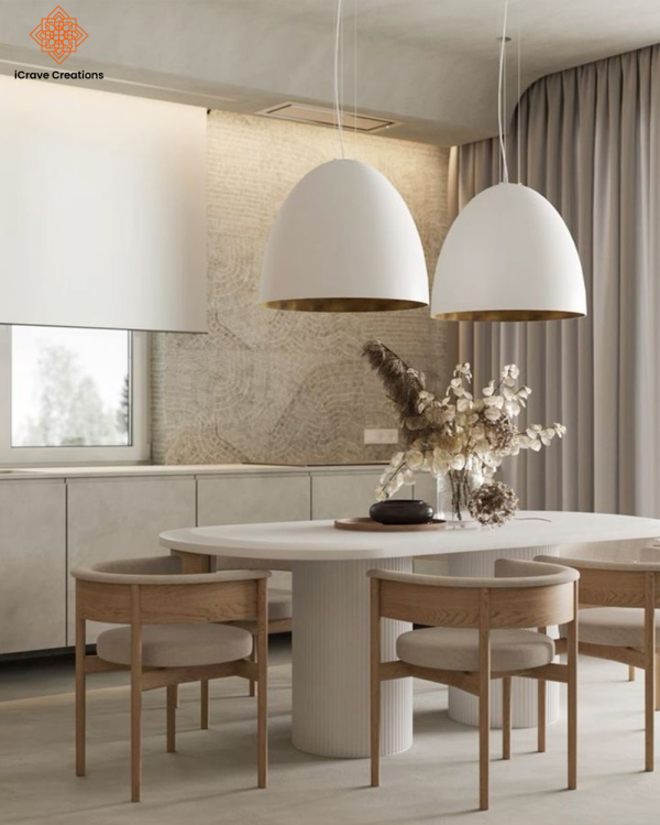 White Modern 6 Seater Dining Table with Chairs