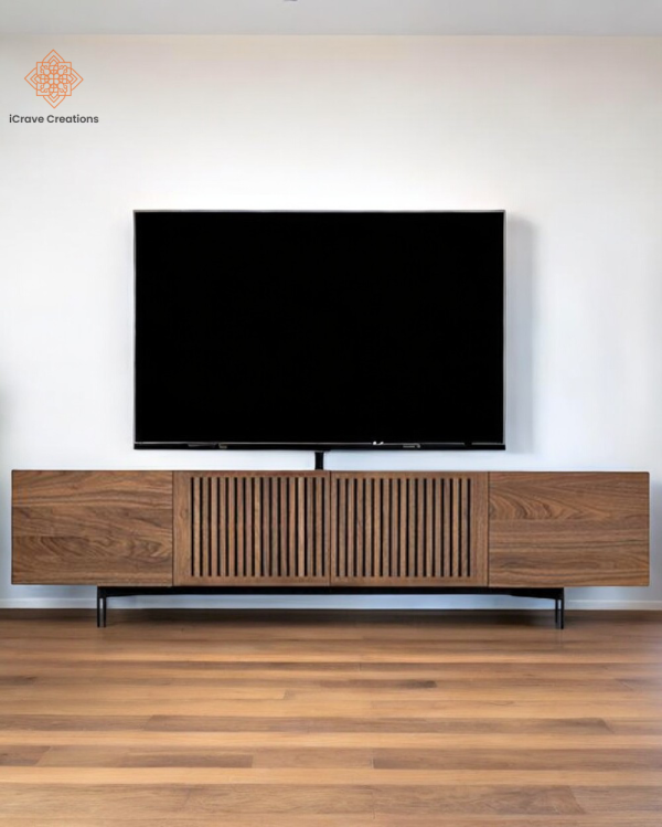 Brown Walnut Color Wood Mid-Century TV stand